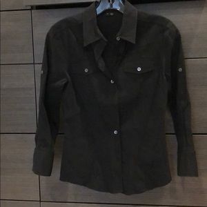 Theory black linen top